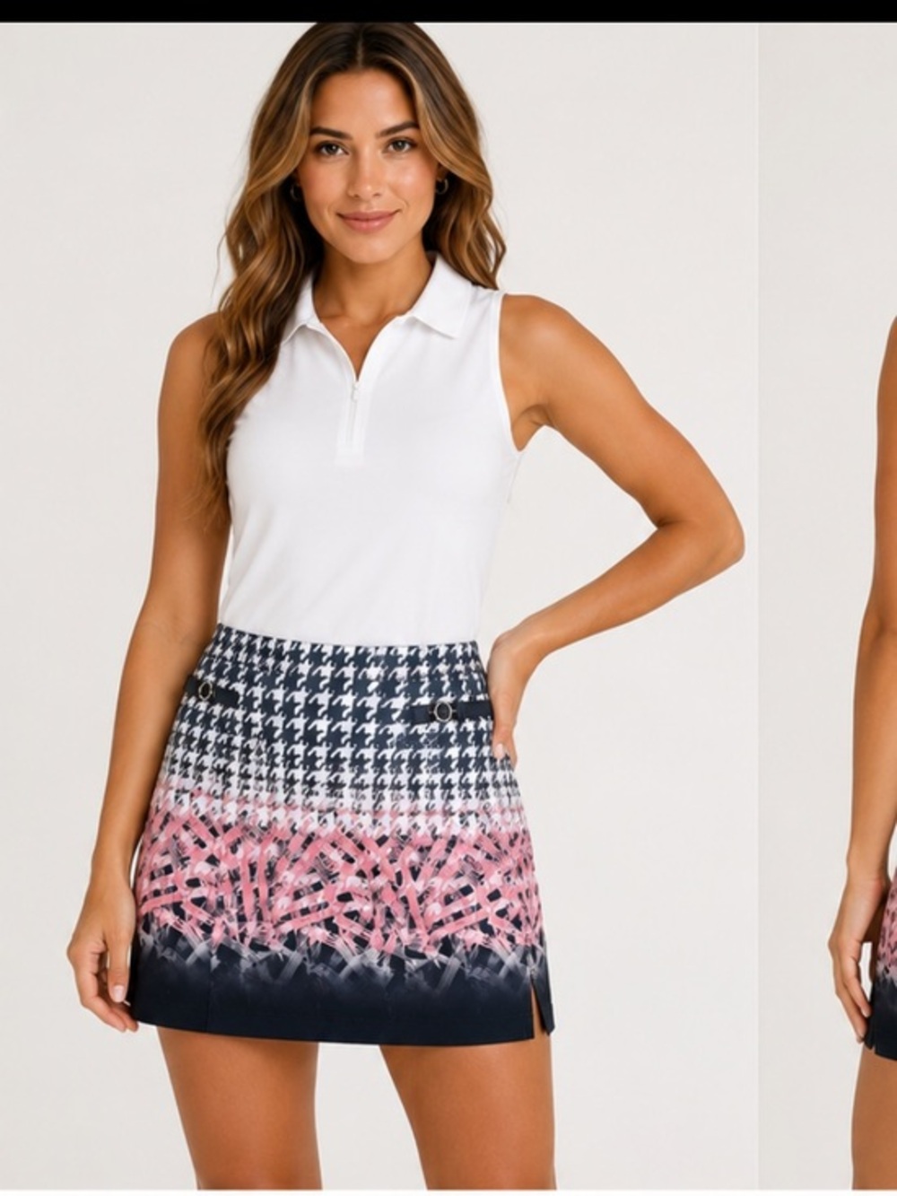 EP Pro Women’s Golf Skort Size XS | Pink Black White Houndstooth Print NWT